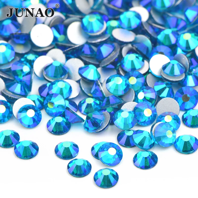 JUNAO SS16 SS20 блестящая Роза AB стеклянные стразы для ногтей с плоской задней частью хрустальные камни аппликация без горячей фиксации Стразы для рукоделия одежды