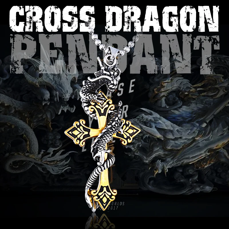 Стальной солдат Прямая поставка крест дракон кулон ожерелье нержавеющая сталь 3D