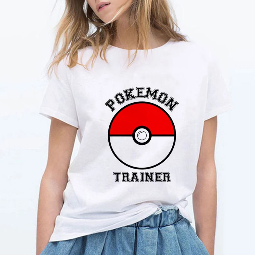 19bk338 Новые модные женские туфли футболки Pokemon kawaii футболка аниме Pika Для женщин футболка Пикачу футболка хлопок короткий рукав для девочек Футболки-топы - Цвет: 19bk338