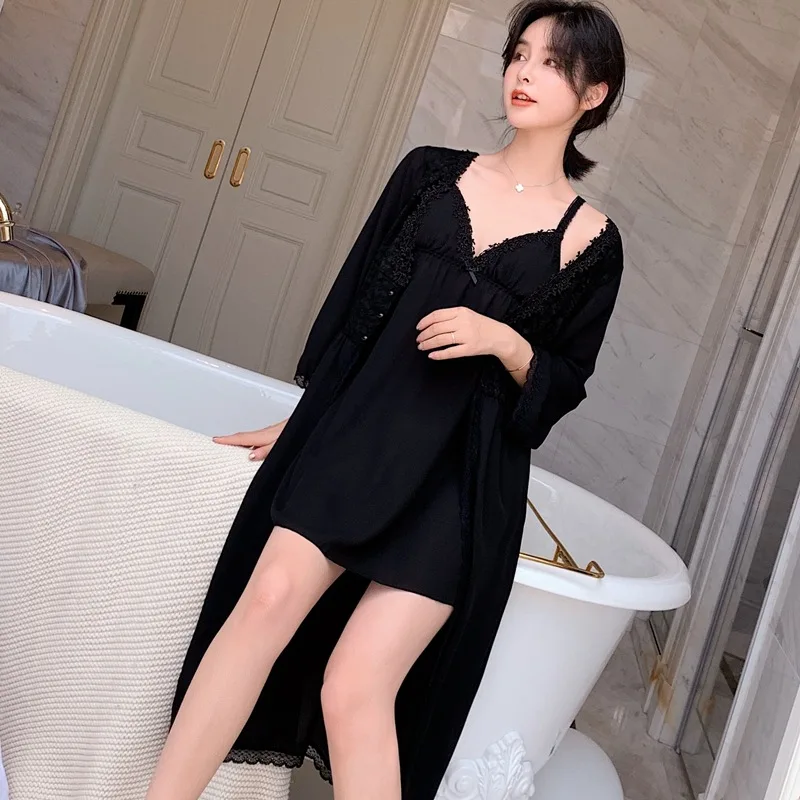 

Кружевная Пижама принцессы в стиле Феи неглиже, сексуальная юбка-халтер, шифоновый халат с нагрудной подушкой, комплект из двух предметов, х...