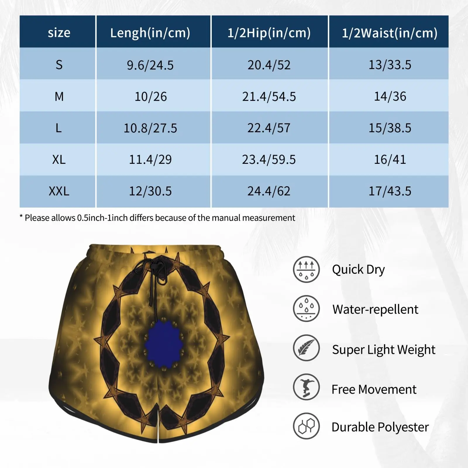 

Golden Mandala 1 Swim Shorts Quick Dry Women Beach Short Meditation Fractal Art Mandala Pattern Fractals Mandala And