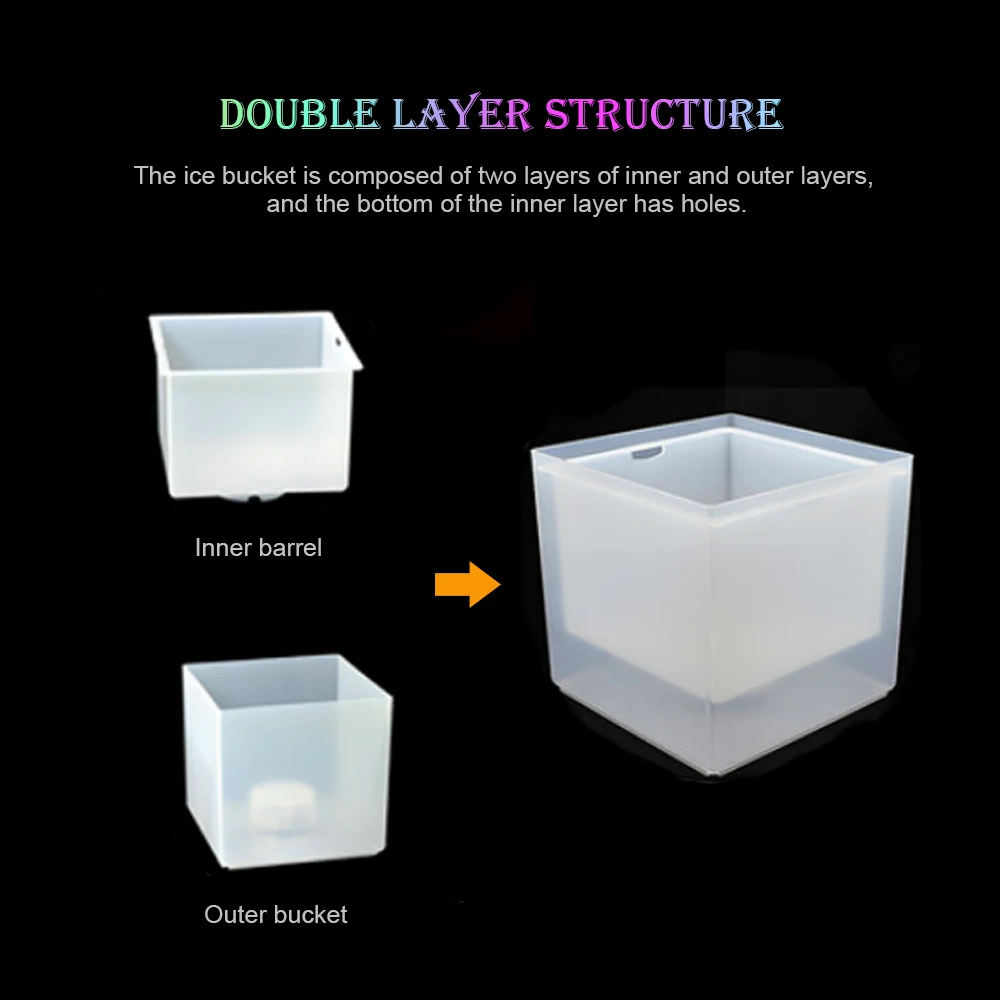 Многоцветный 3.5L квадратное ведерко со льдом светодиодный Цвет Изменение двойной