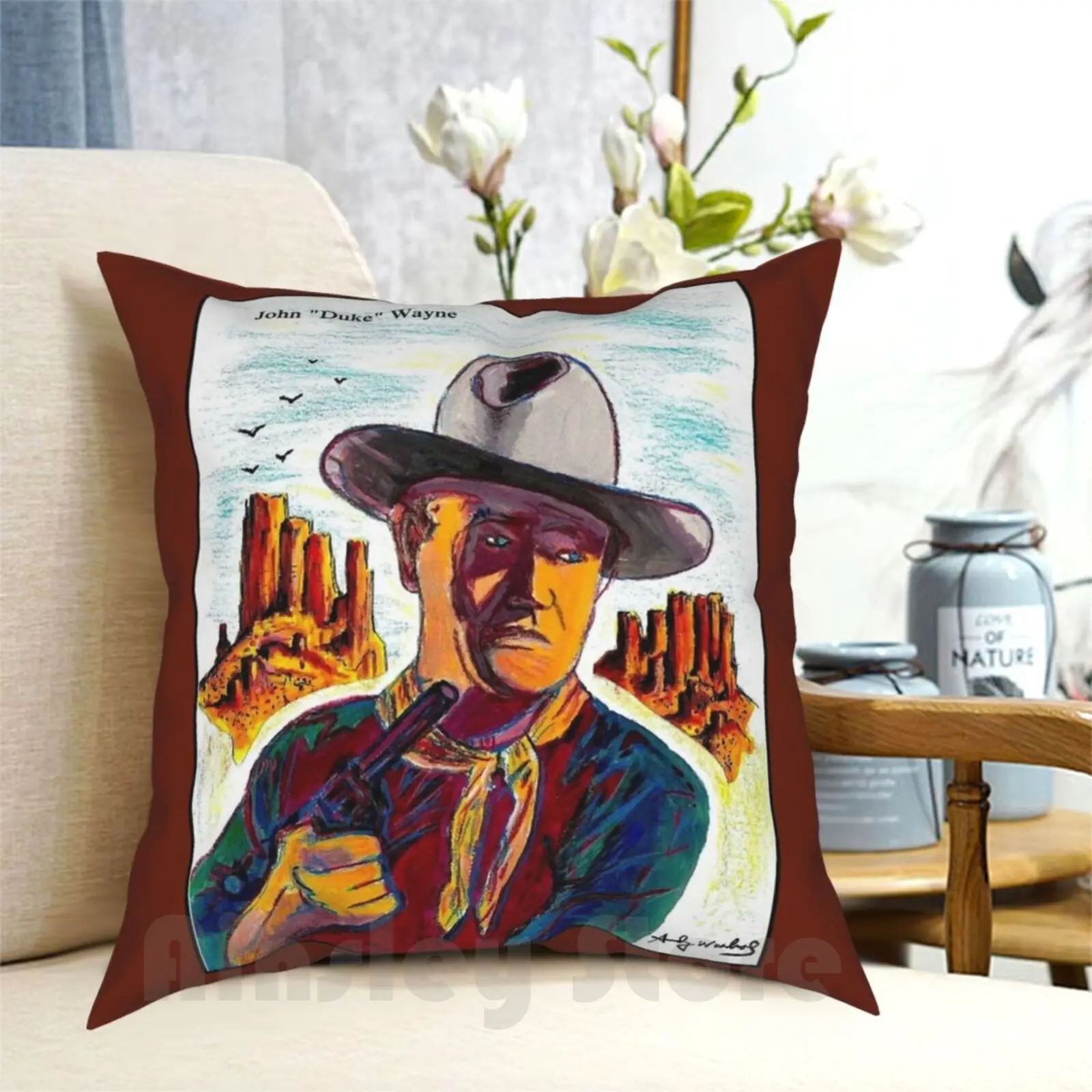 Джон Уэйн: винтажный Чехол-наволочка с абстрактным рисунком домашняя мягкая
