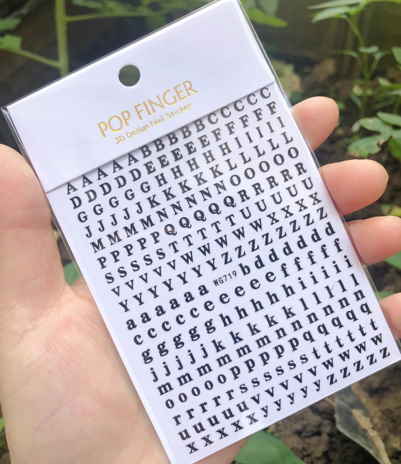 

1PCS 3D Nail Art Sticker Decal DIY Letter Nail Sticker Back Glue Manicure Sticker on Nail Design Decoration Adhesive MJTZ-001