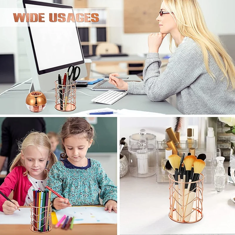 

Magnetic Round Paper Clip Holder with Wire Metal Pencil Cup and 100 Pieces 28 mm Light Paper Clips, Pencil Holder