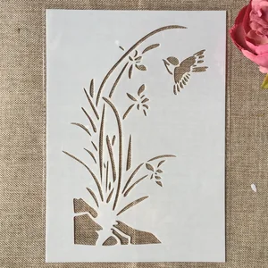 Трафареты для стен А4, трава, маленькая птица, трафареты сделай сам для рисования стен, Искусственный Декоративный шаблон, 29 см