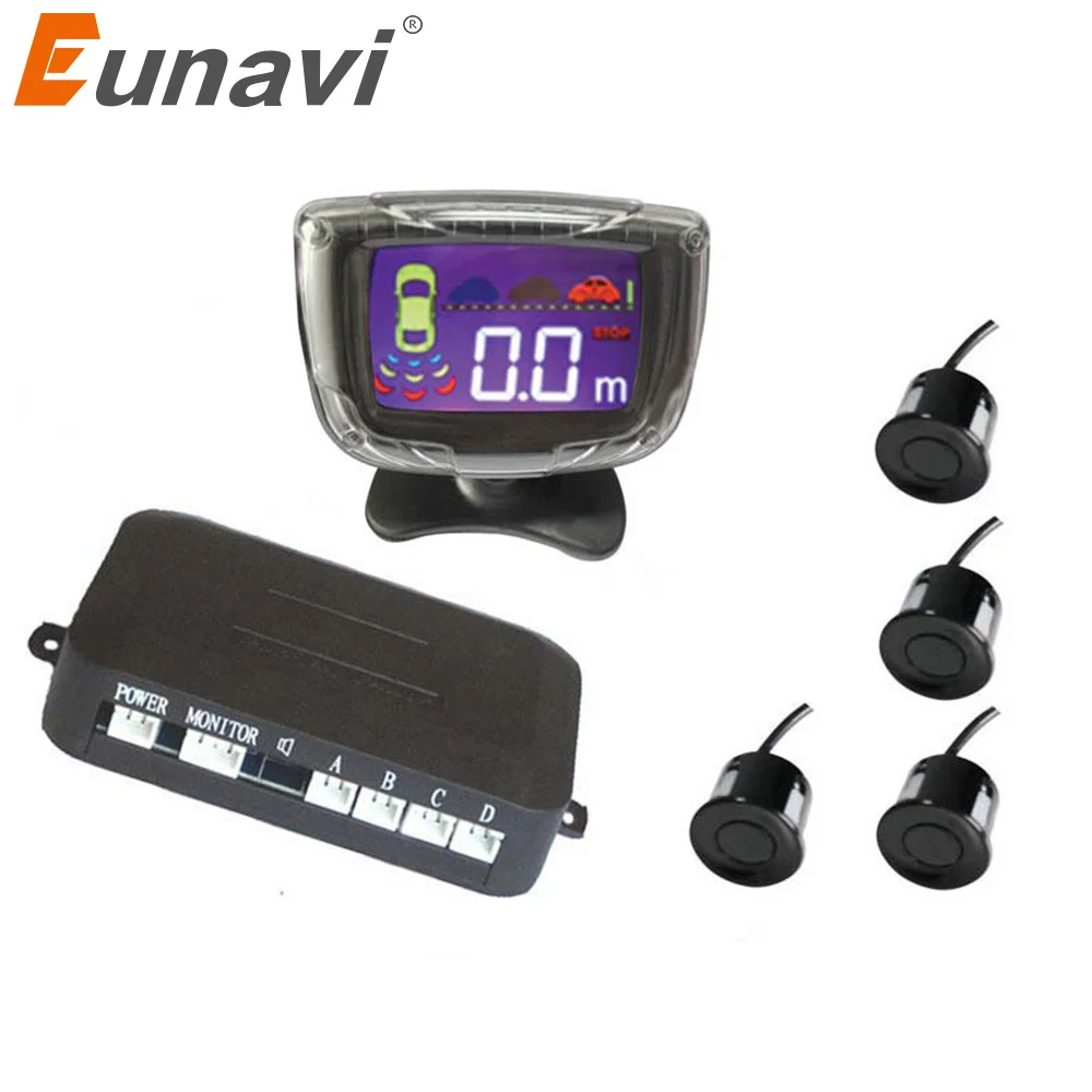

Eunavi Автомобильный датчик парковки задний резервный радар с ЖК-дисплеем 12 В 4 датчика s 22 мм зуммер автомобильная система обнаружения комплек...