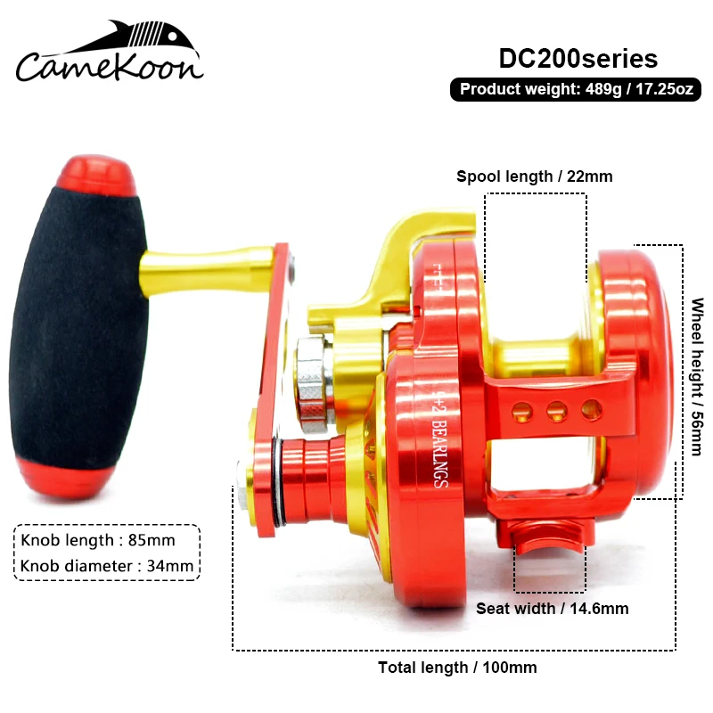 CAMEKOON DC200 GS катушка для джиггинга наматывающая с левой или правой рукой 32 кг