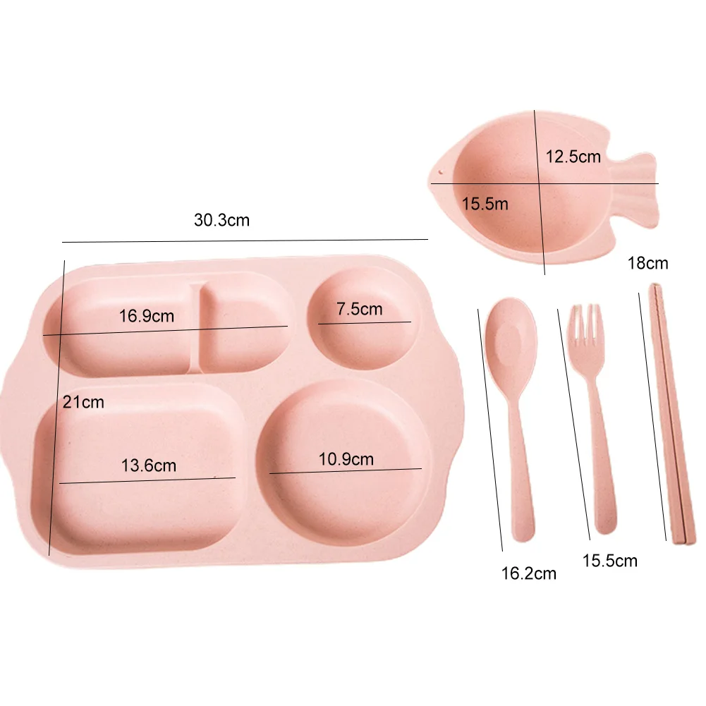 Ложка для кормления детей из соломы 5 шт./компл. блюдо с изображением пшеничного