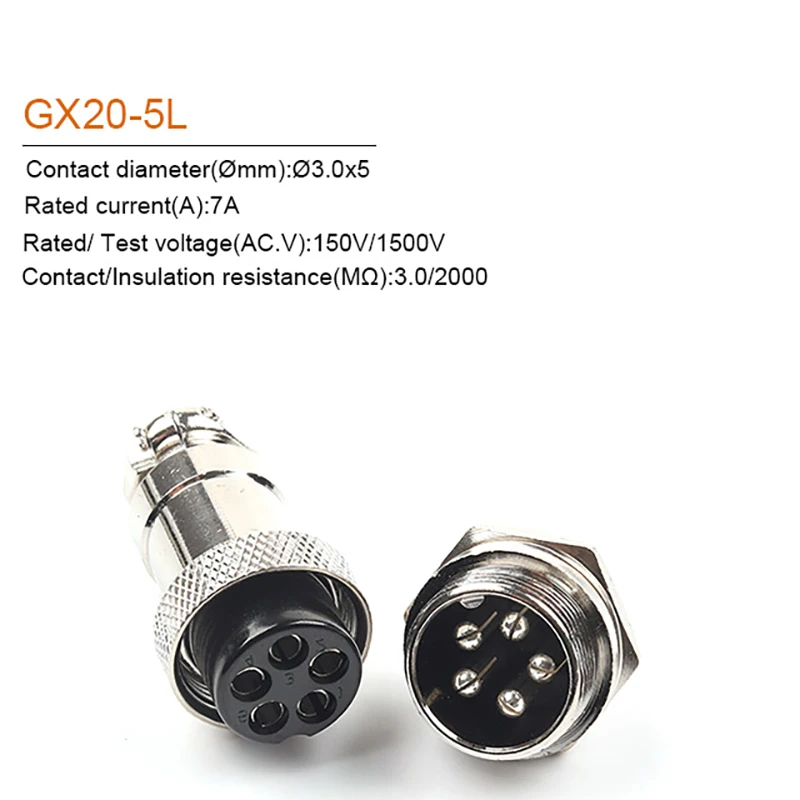 1Set GX20 2/3/4/5/6/7/8/9/10/12/14/15 Pin 20mm  Male + Female  Circular Nut Type Wire Panel Aviation Connector Socket Plug images - 6