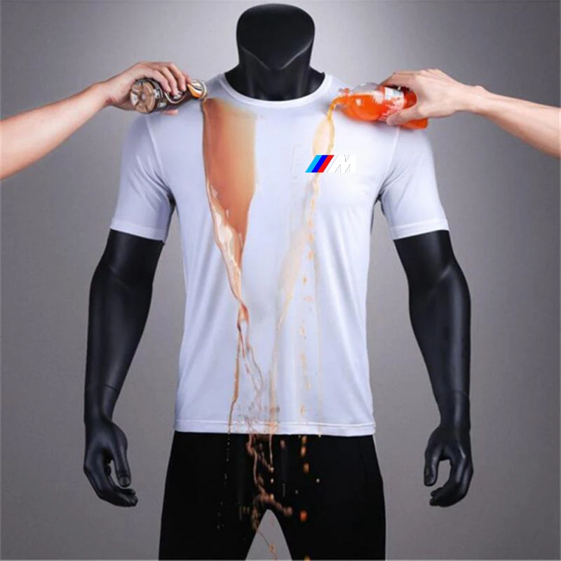 

Ice Silk Mesh Men's Short-Sleeved Breathable Sports Quick-Drying Clothes Nano Waterproof And Antifouling Non-Staining Fashion