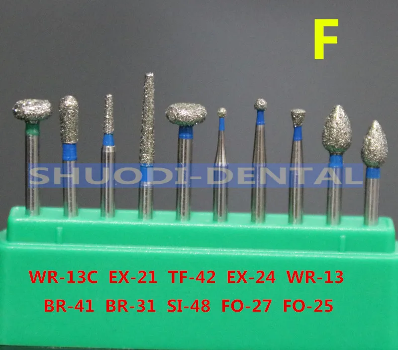 1 set F 10 шт стоматологический скоростной дрель Bur дезинфекции Diamond полировки дробилки средство для полировки для зубов Фарфор Керамика - Цвет: 1 set F