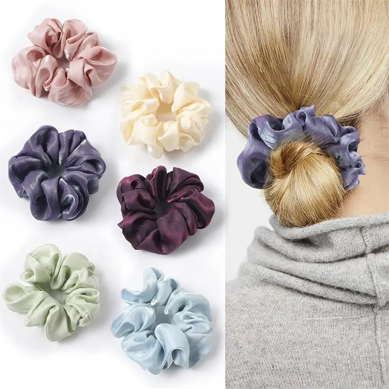 New Satin Hair Scrunchies Women Scrunchy Pack Elastic Bands Girls Headwear Silky Hairbands Ponytail Holder Accessories |