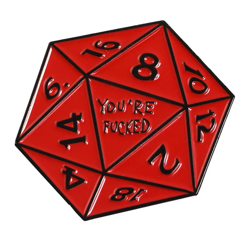 Style8 Подземелья и Драконы эмали штырь D20 DnD 20 двусторонняя игра в кости брошки и шпильки значки ролевые игры игра в кости игра для любителей значок на лацкан - Окраска металла: Style8