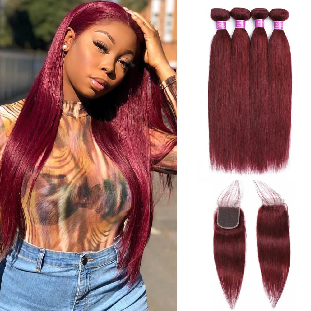 Перуанские прямые волосы 4 пряди человеческие для наращивания 4*4 кружевная