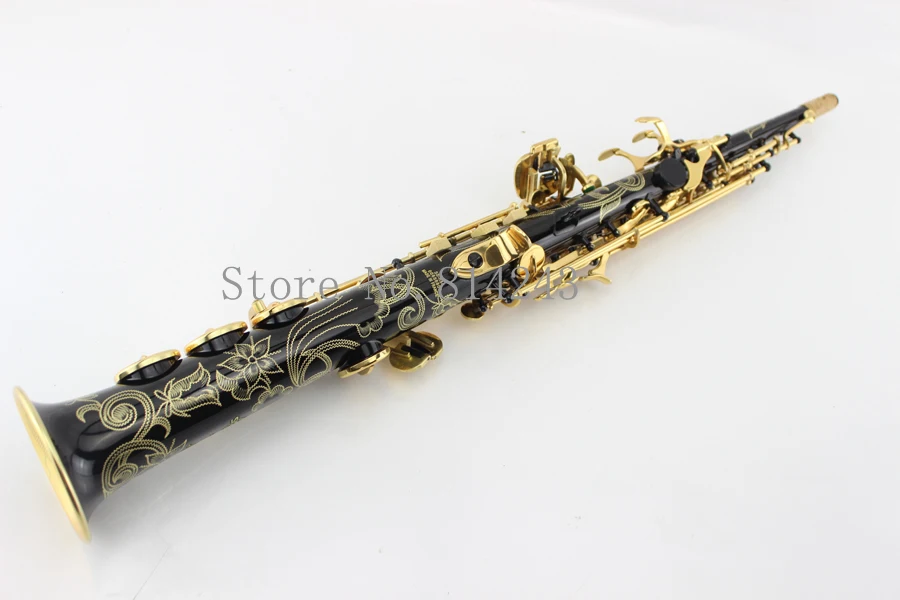 MARGEWATE сопрано саксофон черный никель Золото B плоский Sax роскошная резьба с