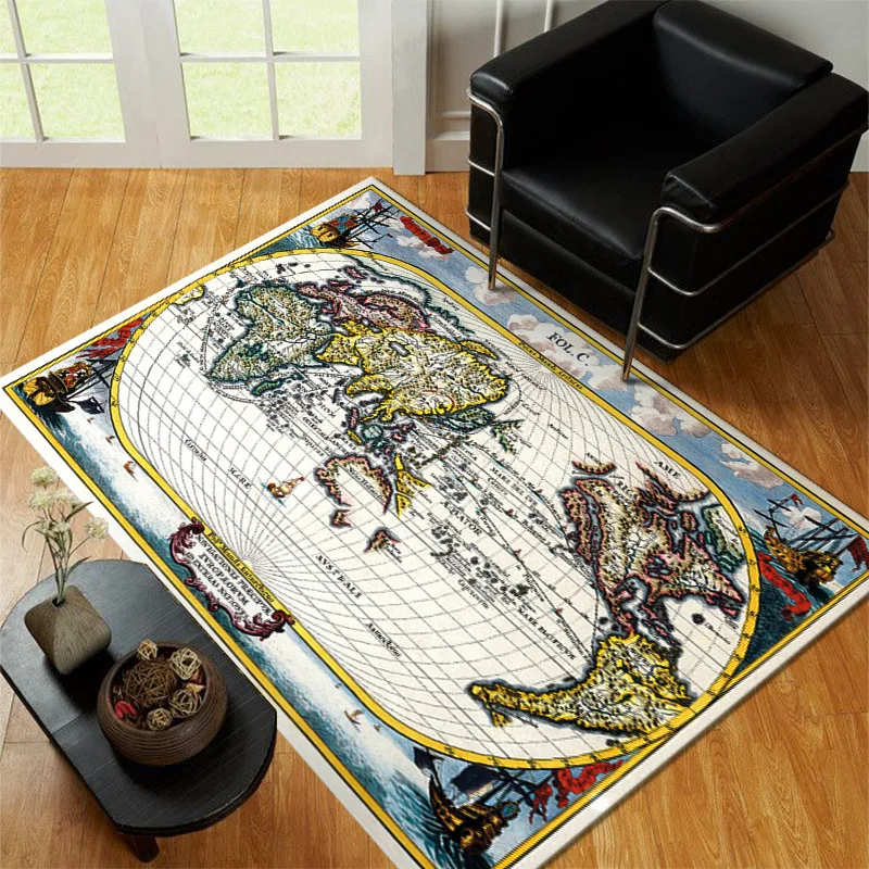 

New World Map Large Carpet Kids Bedroom Play Area Rugs Child Room Gamer Crawling Mat Home Decorative Big Carpets for Living Room
