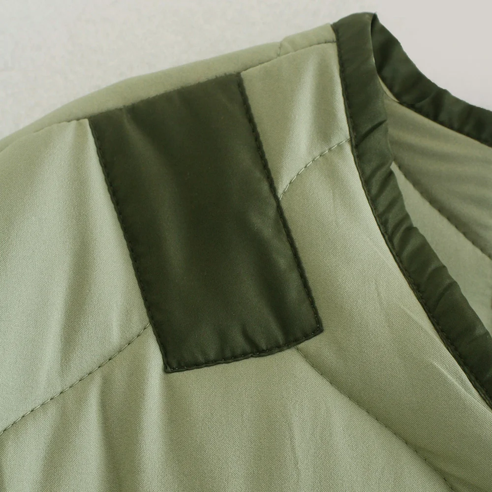 WJJDFC Parka Women's Army Green Winter Quilted Green Short Casual Long Sleeve Pocket Single-breasted Curved Hem Jacket Jacket