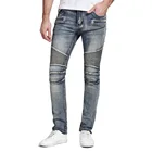 2020 New Man Jeans Pants Water Washing Pockets Pleated Slim Fit Jeans Men Fashion Clothing Skinny Jeans Men