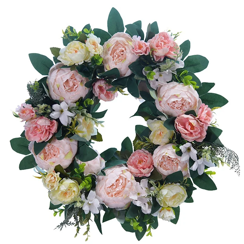 

Artificial Peony Wreath Spring Wreath for Front Door Wedding Wall Window Indoors Party Farmhouse Home Decor