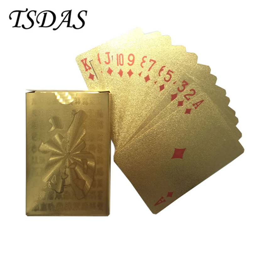 54 шт. водонепроницаемые Позолоченные игральные карты 24 к с китайским дизайном Fu
