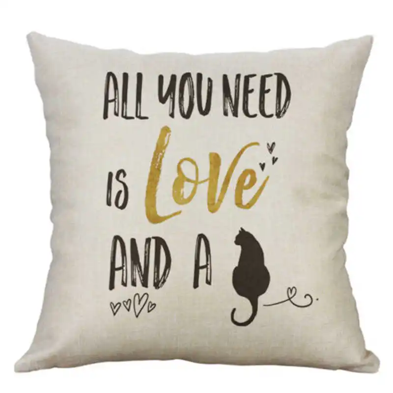

Pillow Home Decor Cushion Cover Intersting Case Print Cotton Linen Letters Sofa 18''