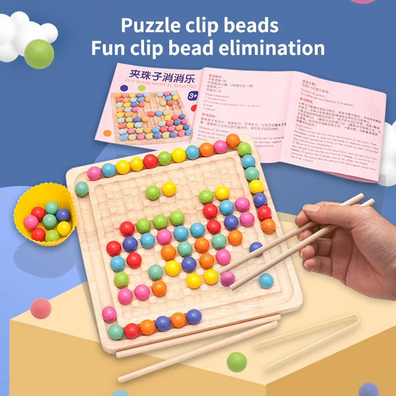 

Interesting Clip Beads Toy Montessori Wooden Beads Brain Training Math Game Clip Beads Parent-Child Interactive Educational Toy