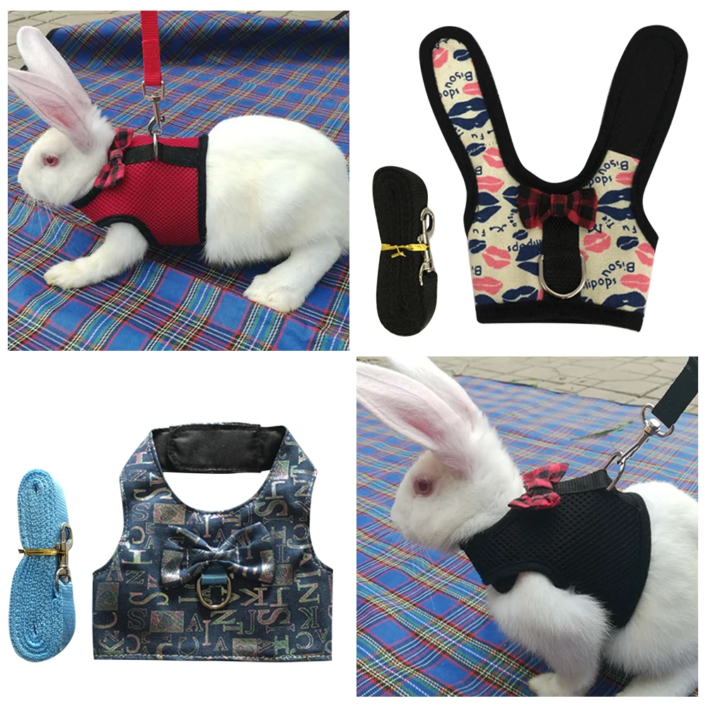 

Pet Mesh Soft Harness With Leash Small animal Vest Lead for Hamster Rabbit bunny Small animal pet accessories belt lead set
