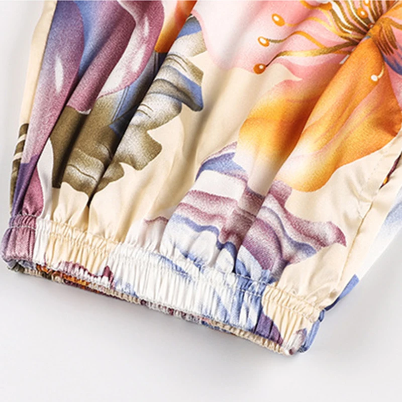 

Summer Short-sleeved Shorts Hedging Printing Casual Home Service Suit Women New Middle-aged and Elderly Ice Silk Pajamas