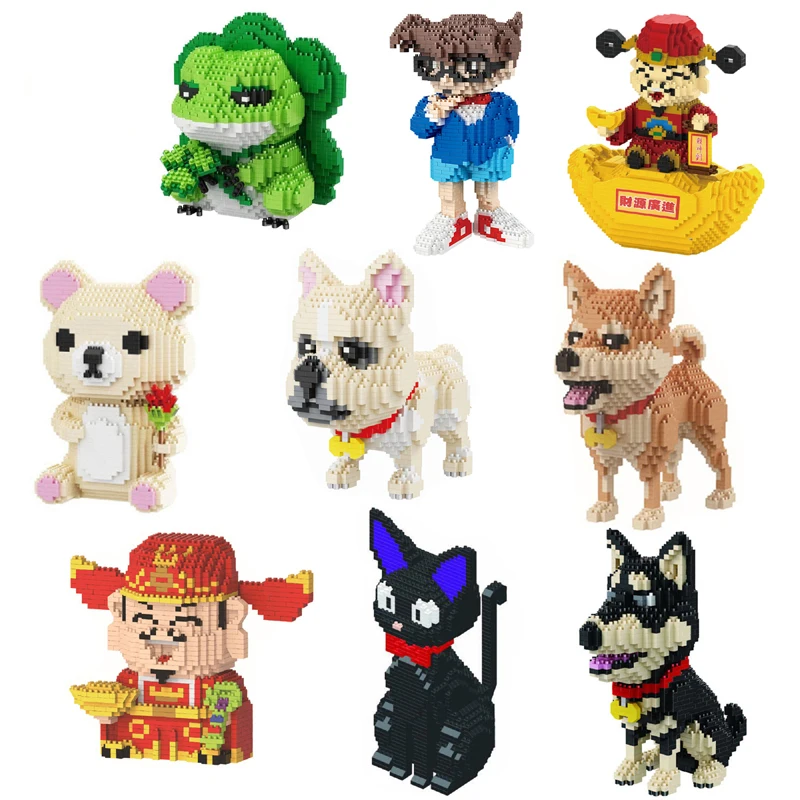 

Babu Mini Diamond Brick Building Blocks set toy cartoon Animal bear Pet 3D Model Educational brick for children birthday gift