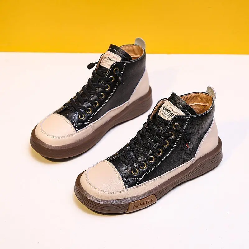 

Кроссовки женские с вулканизированной подошвой, кожаные, плоская подошва, теплые, плюшевые, повседневная обувь для бега, зимние