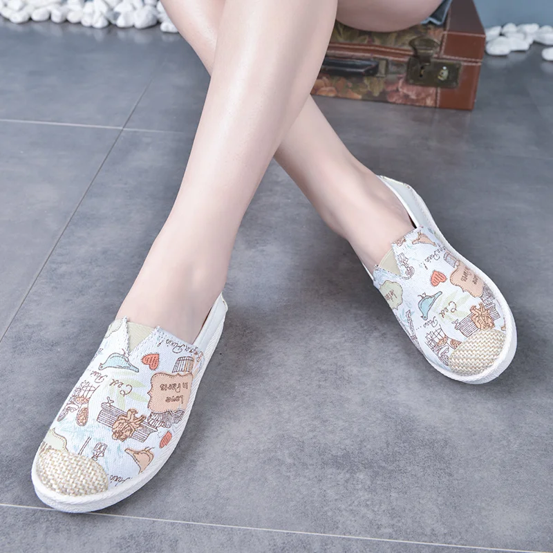 

2021 spring and summer new all-match round toe flat soft linen ladies casual shoes 1811
