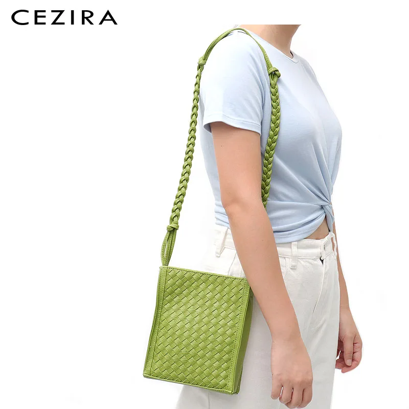 CEZIRA модная женская сумка из искусственной кожи ручной работы плетеная