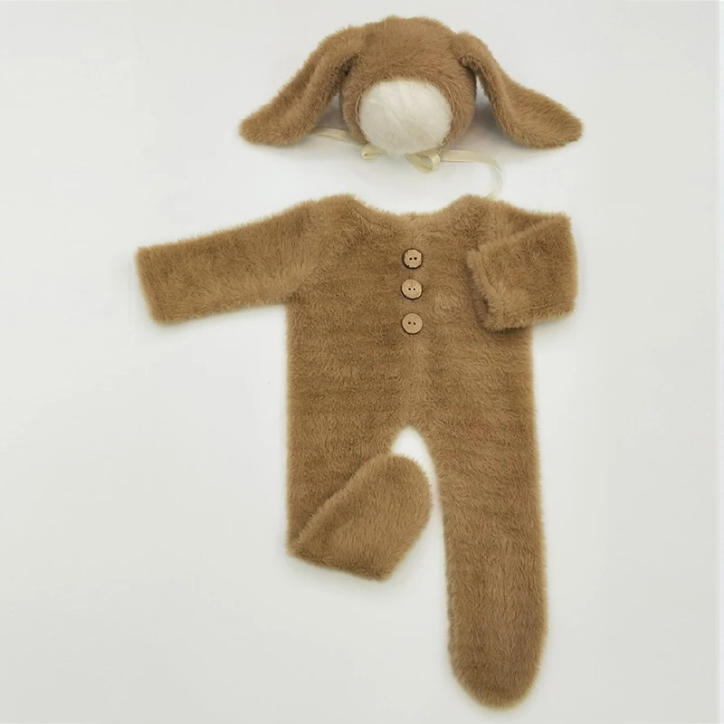 Accesorios de fotograf&iacute;a para reci&eacute;n nacido, pelele + sombrero, conjunto de accesorios de fotograf&iacute;a para ni&ntilde;o peque&ntilde;o, traje para sesi&oacute;n de fotos de estudio, 2 uds.-3