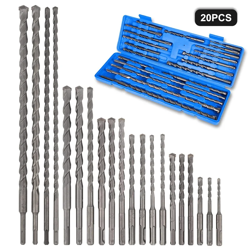 

COMOWARE 20pcs Masonry Drill Bit Sets Rotary Hammer Set SDS Plus Concrete Hole Tool with Storage Case for Brick Cement Stone