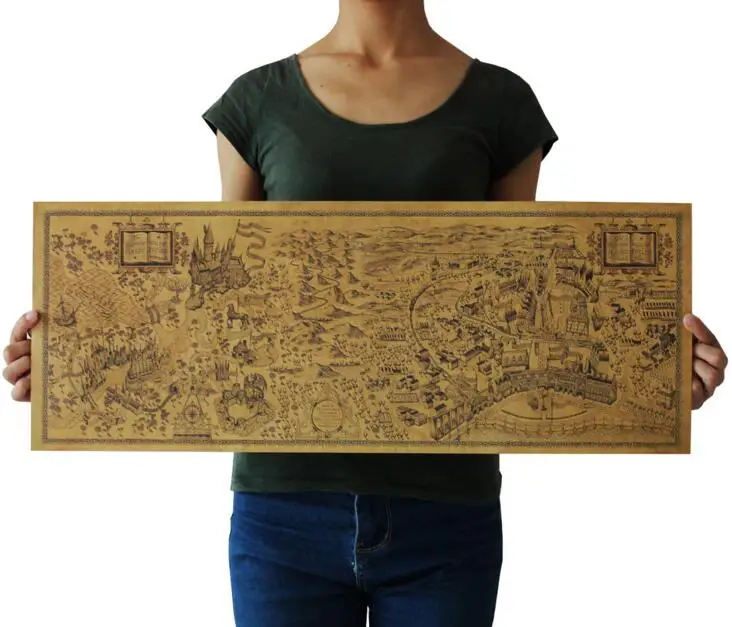 Movie Magic World Map Hogwarts Express Platform Poster HP and the Deathly Hallows Vintage Kraft Paper Kids Toys | Игрушки и хобби