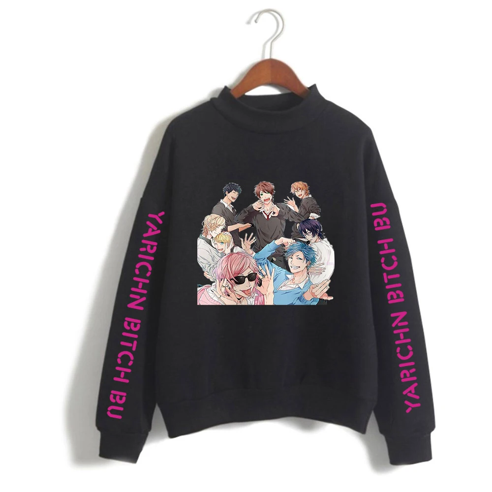 

Anime YarichinÂ BitchÂ Club Male/female Harajuku Sweatshirts Turtleneck Young Manga Long Sleeve Casual High Collar Sweatshirt