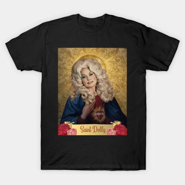 

2021 Men/Women's Summer Black Street Fashion Hip Hop Saint Dolly Parton T-shirt Cotton Tees Short Sleeve Tops