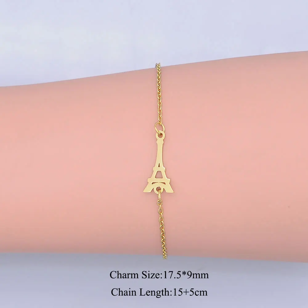 100% изящный браслет из нержавеющей стали с изображением Эйфелевой башни для