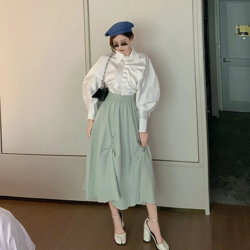 Осенние комплекты для женщин 2019 новая Корейская элегантная Свободная рубашка с