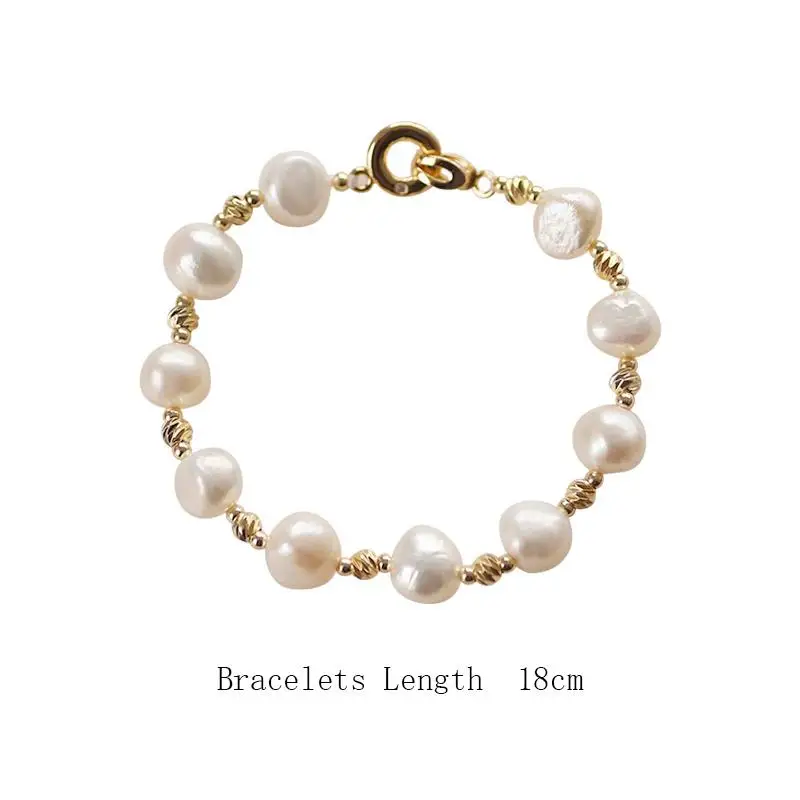 

Real Natural Freshwater Baroque Pearl Bracelets & Bangles For Women Jewelry Gift 9-10mm Pearls 18cm Length New