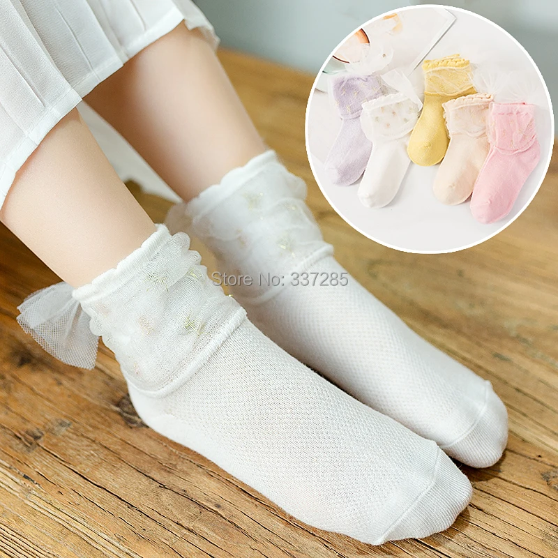 Baby Girls Socks big Bow Tie  Princess Cotton Sock with Multi Colors socks cute lace breathable spring socks for child toddler
