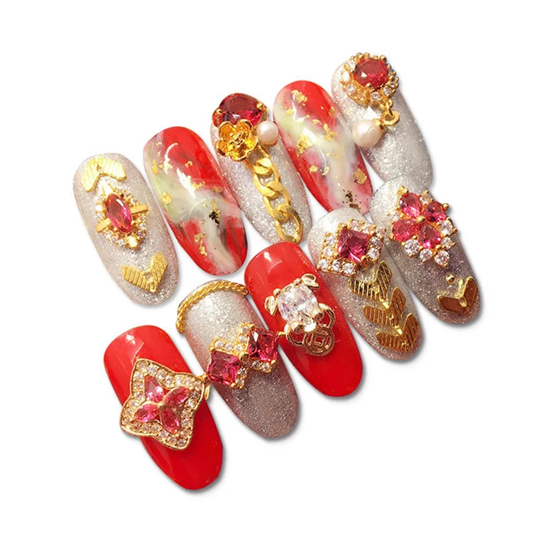 5 шт. красный/Сиам Рождество/китайский новый год 3D сплав Циркон украшение для