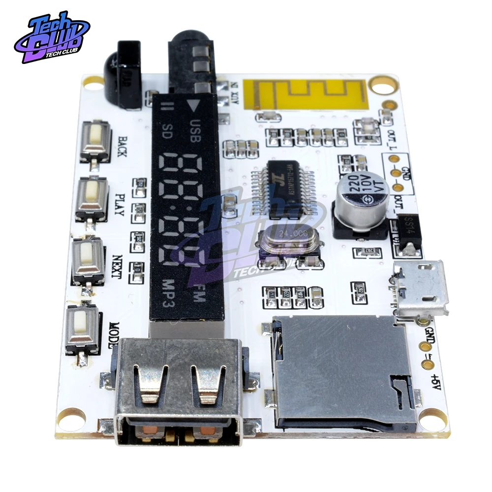 Цифровой светодиодный дисплей беспроводной Bluetooth FM MP3 декодирующая плата TF Micro SD