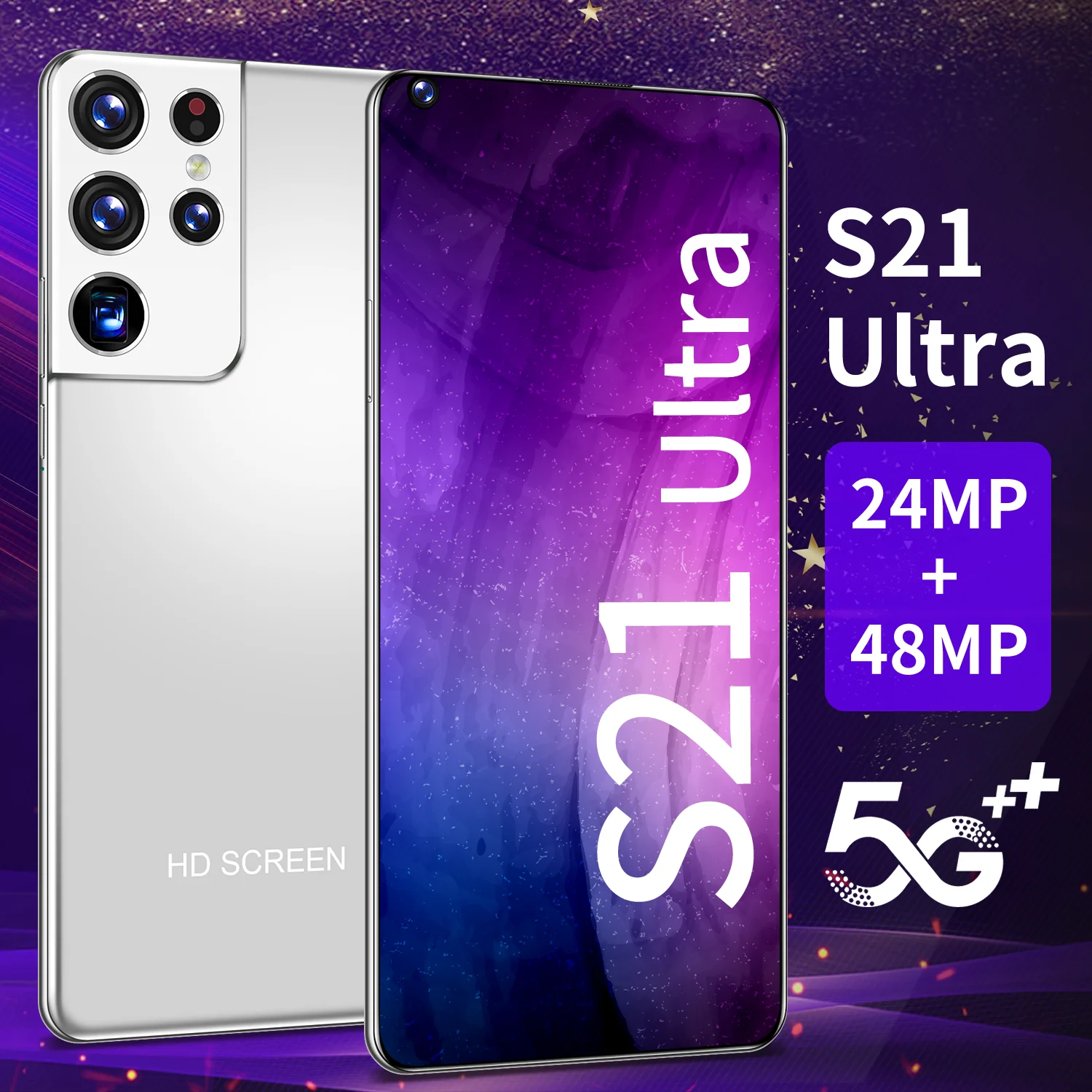 

Hot Sale Global Version S21 Ultra 7.3 Inch Smartphone 12+512GB 24MP+48MP 10Core Face Recognition Dual SIM 5G Android10 Cellphone