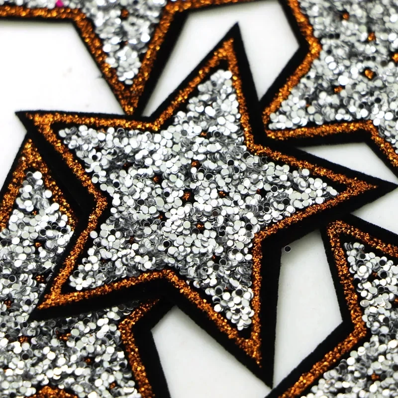 5 шт./лот 6 см черные красные блестящие нашивки со звездами для одежды утюжок Diy Parche