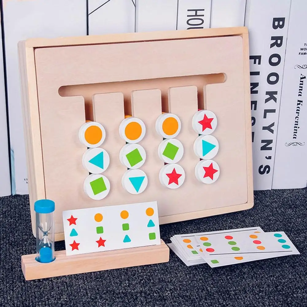 

Wooden Puzzle Board Game Building Block Color Shape Recognition Montessori Toys Brain Tangram Baby Preschool Early Learning Toys