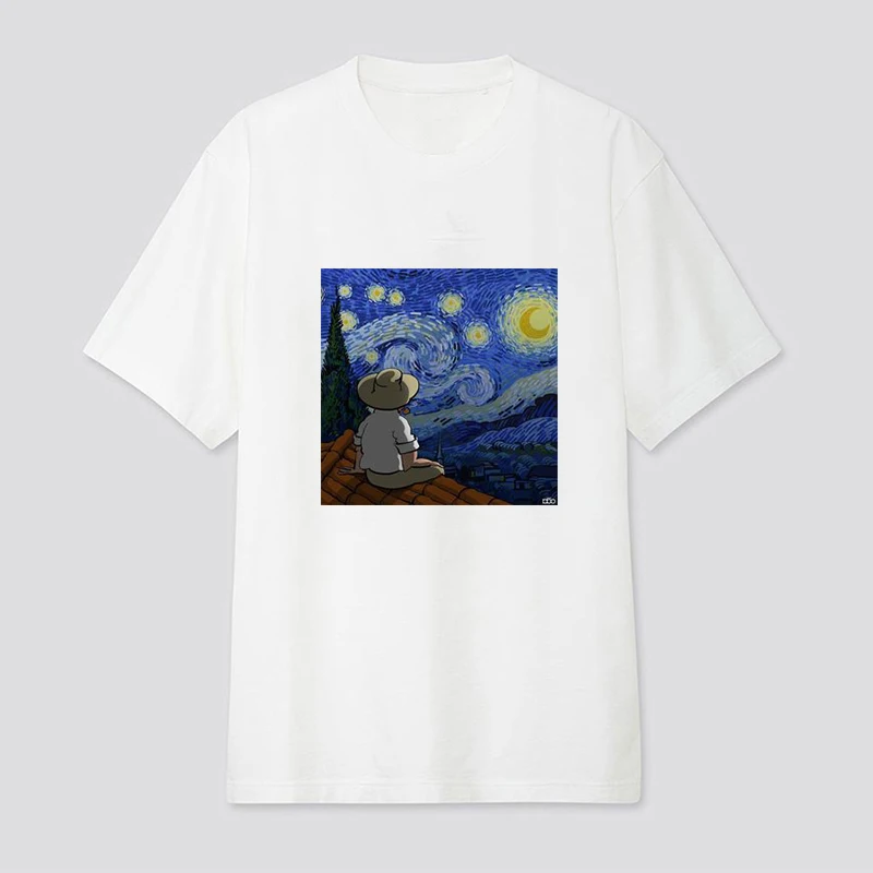 

van gogh Women T Shirt Art Oil Painting Print Female T-shirt Harajuku Tshirt ulzzang clothes shirt vintage clothing vegan summer