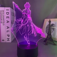 genshin impact game figure zhong li 3d lamp led rgb night light birthday cool gift for friend bed room table colorful decoration