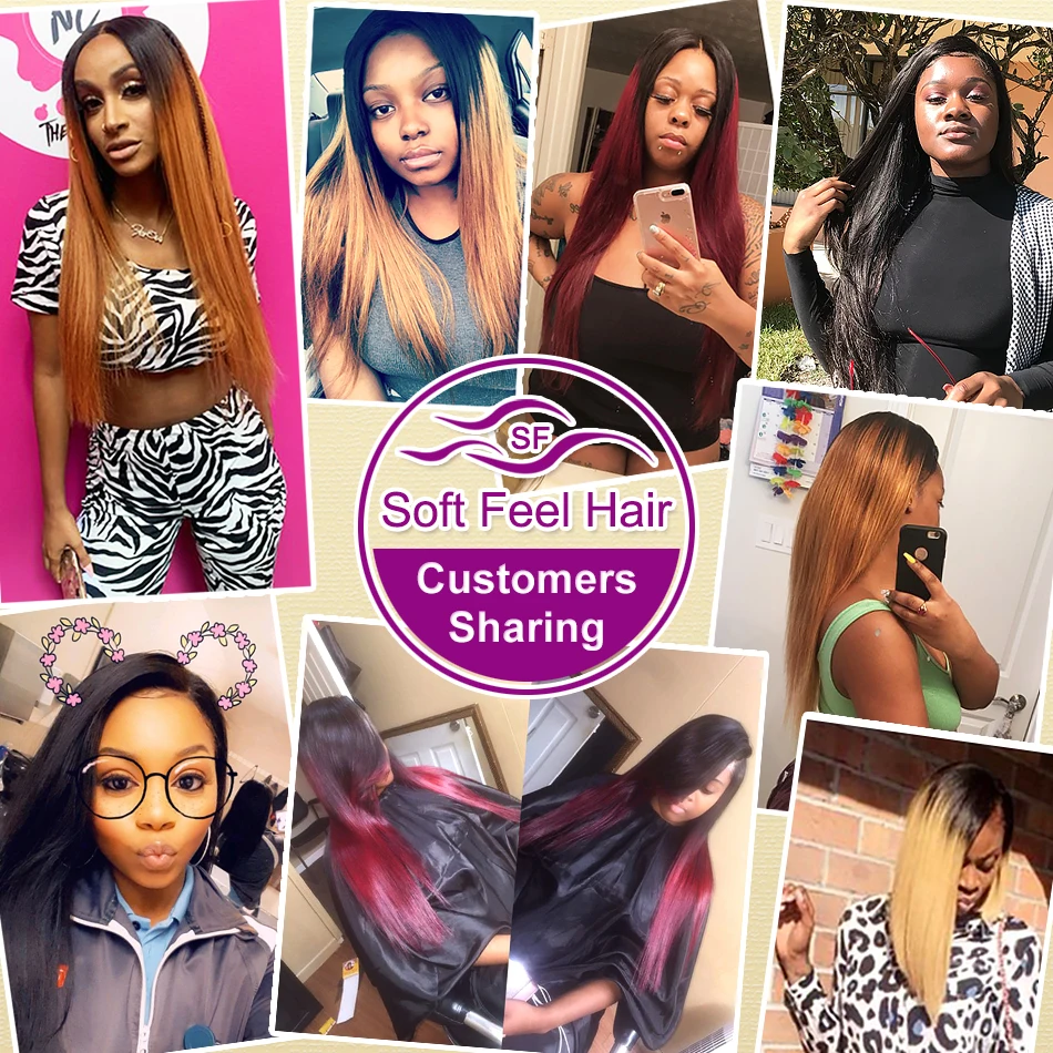 Soft Feel Hair 4x4 Closure Wig Ombre Human Hair Wigs For Black Women Lace Closure Wig Remy Brazilian Straight Wig Middle Ratio